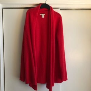 White & Warren Red Cashmere Cardigan size M